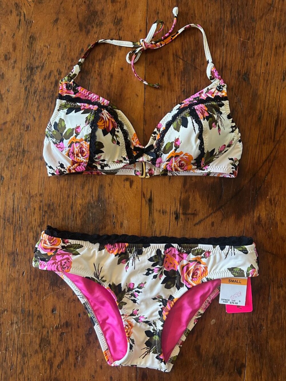 Vintage Betsey Johnson Floral Bikini Set